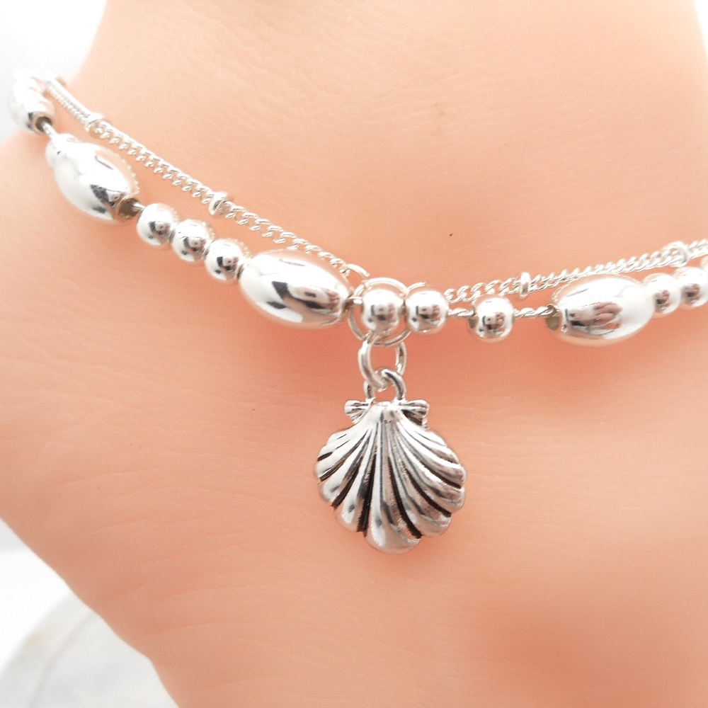 Shell Layered Anklet Beaded Ankle Bracelet
